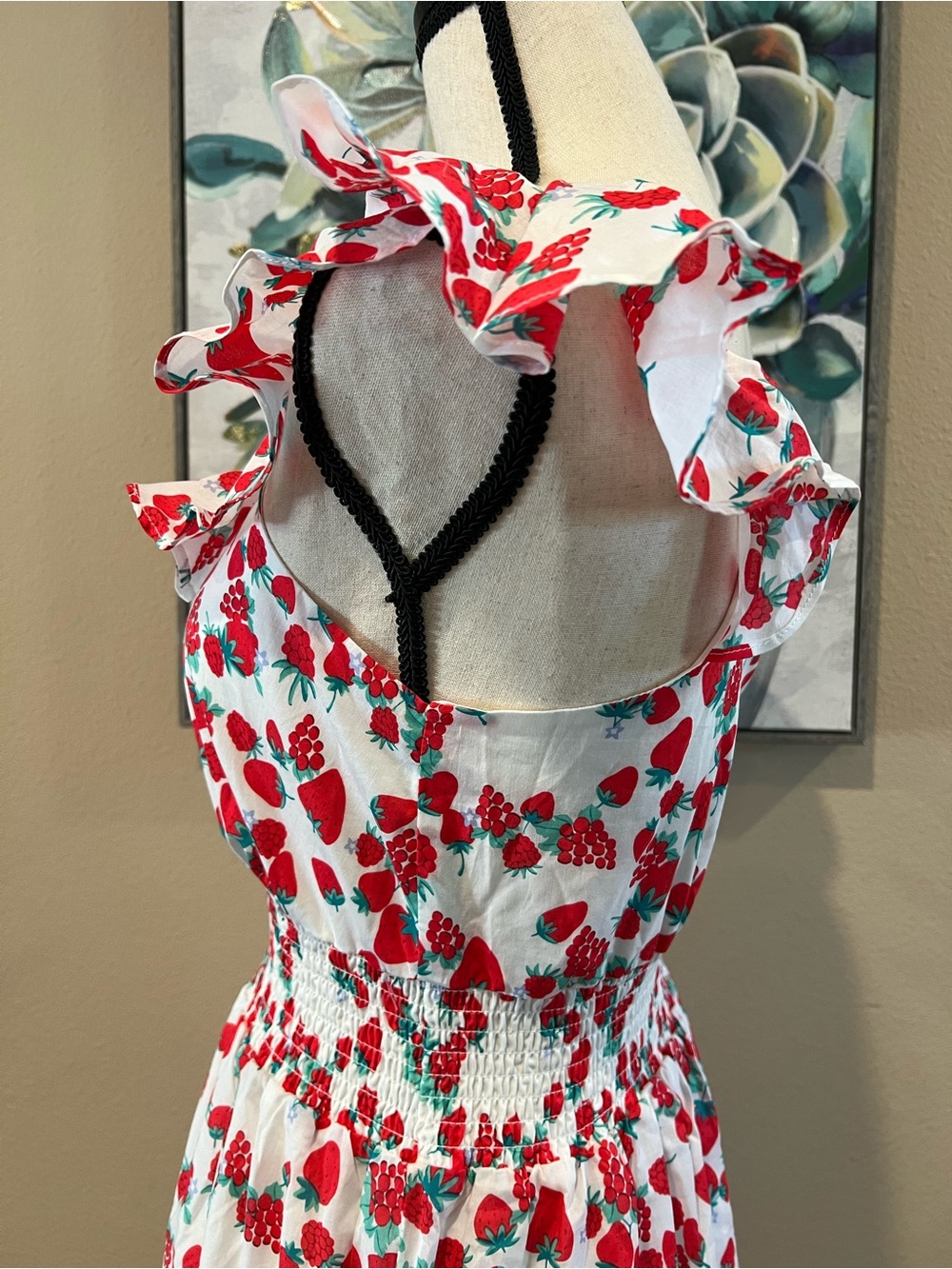 Betsey Johnson White Maxi Dress with Red Strawberry Print - Picture 5 of 11